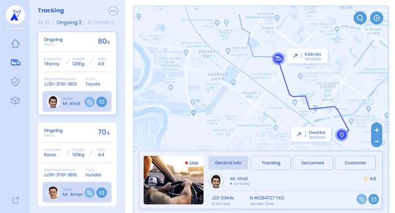 Real Time dashboard user interface